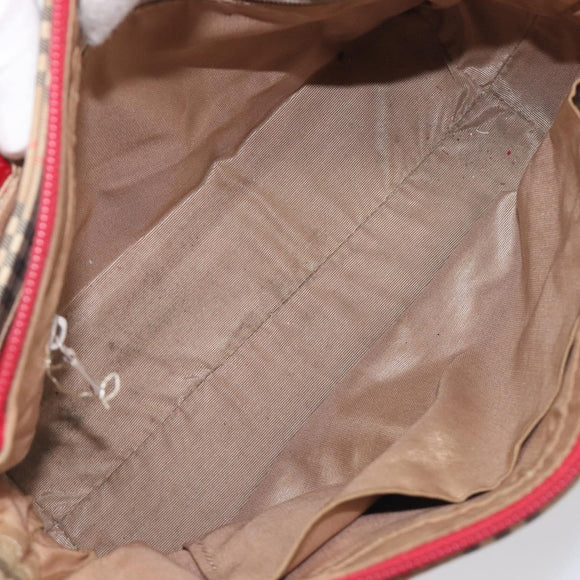 BURBERRY Nova Check Hand Bag Canvas Beige Gold Auth 200887