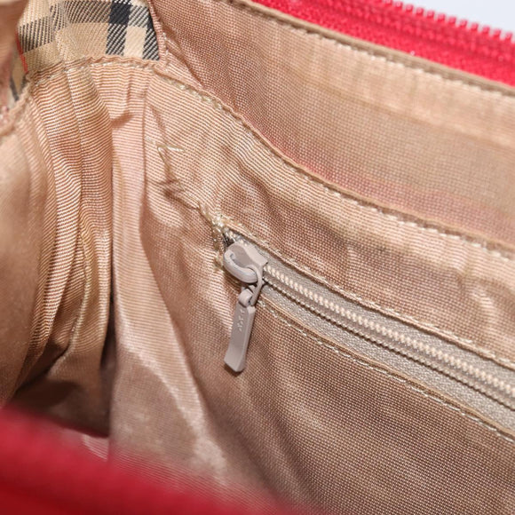 BURBERRY Nova Check Hand Bag Canvas Beige Gold Auth 200887