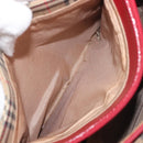BURBERRY Nova Check Hand Bag Canvas Beige Gold Auth 200887-23