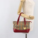 BURBERRY Nova Check Hand Bag Canvas Beige Gold Auth 200887-24