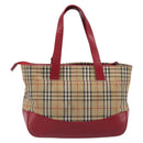 BURBERRY Nova Check Hand Bag Canvas Beige Gold Auth 200887-2