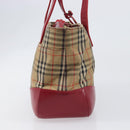 BURBERRY Nova Check Hand Bag Canvas Beige Gold Auth 200887-4