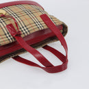 BURBERRY Nova Check Hand Bag Canvas Beige Gold Auth 200887-7