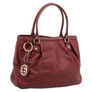 GUCCI GG Canvas Guccissima Tote Bag Leather Red Gold 296835 Auth 200888V-1