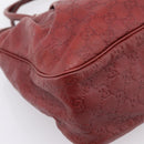 GUCCI GG Canvas Guccissima Tote Bag Leather Red Gold 296835 Auth 200888V-16