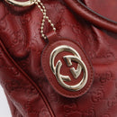 GUCCI GG Canvas Guccissima Tote Bag Leather Red Gold 296835 Auth 200888V-17