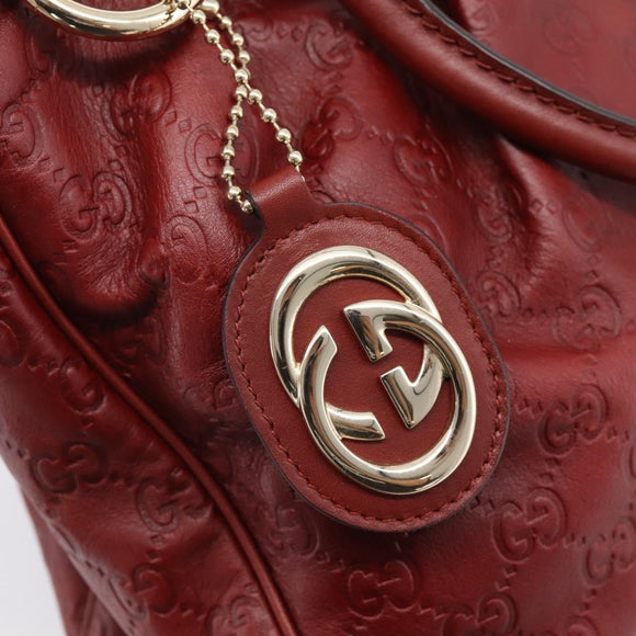 GUCCI GG Canvas Guccissima Tote Bag Leather Red Gold 296835 Auth 200888V