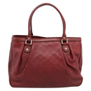 GUCCI GG Canvas Guccissima Tote Bag Leather Red Gold 296835 Auth 200888V-2