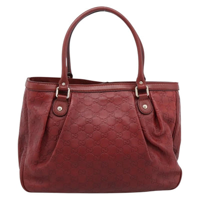 GUCCI GG Canvas Guccissima Tote Bag Leather Red Gold 296835 Auth 200888V - 0