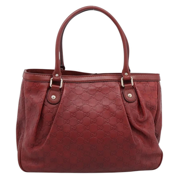 GUCCI GG Canvas Guccissima Tote Bag Leather Red Gold 296835 Auth 200888V