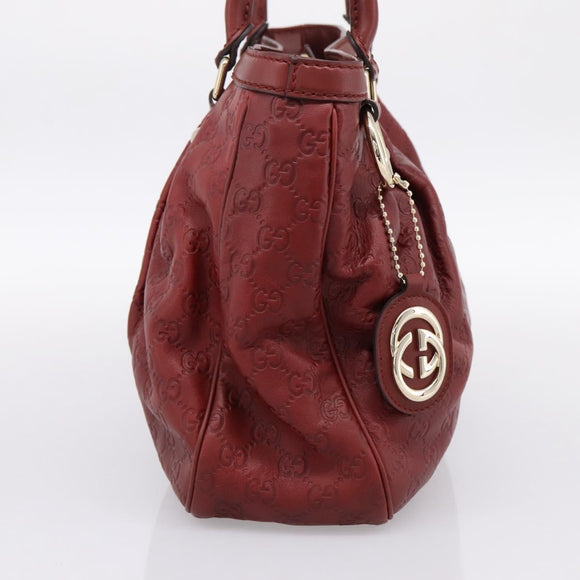 GUCCI GG Canvas Guccissima Tote Bag Leather Red Gold 296835 Auth 200888V