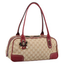 GUCCI GG Canvas Princey Web Sherry Line Bag Beige Gold 161720 Auth 200889V-1