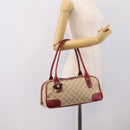 GUCCI GG Canvas Princey Web Sherry Line Bag Beige Gold 161720 Auth 200889V-22