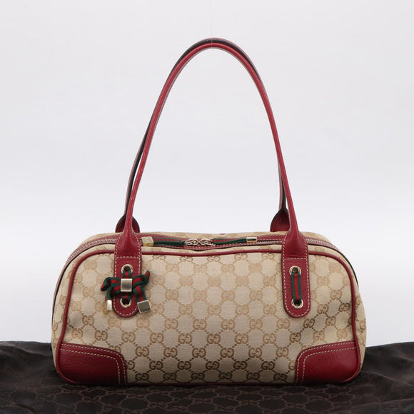 GUCCI GG Canvas Princey Web Sherry Line Bag Beige Gold 161720 Auth 200889V