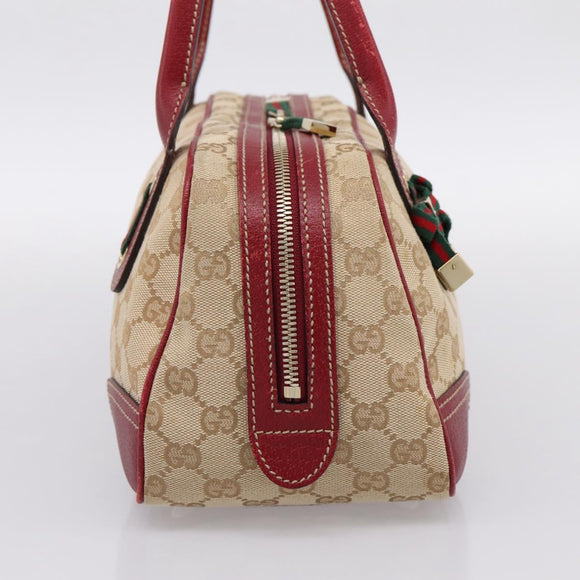 GUCCI GG Canvas Princey Web Sherry Line Bag Beige Gold 161720 Auth 200889V