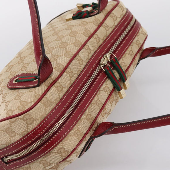 GUCCI GG Canvas Princey Web Sherry Line Bag Beige Gold 161720 Auth 200889V