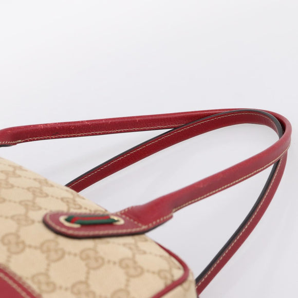 GUCCI GG Canvas Princey Web Sherry Line Bag Beige Gold 161720 Auth 200889V