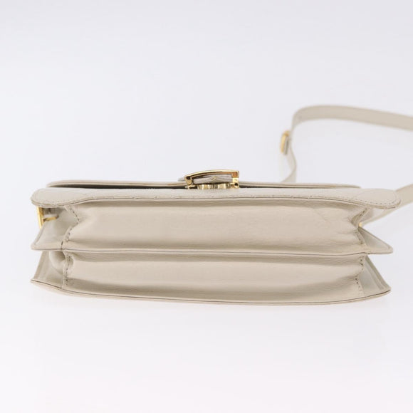 SAINT LAURENT Shoulder Bag Leather Ivory Gold Auth 200890A