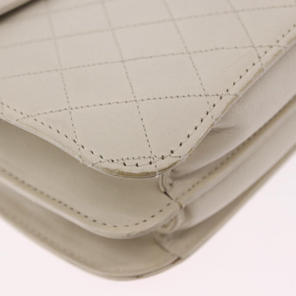 SAINT LAURENT Shoulder Bag Leather Ivory Gold Auth 200890A