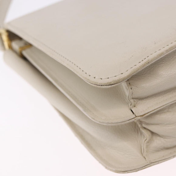SAINT LAURENT Shoulder Bag Leather Ivory Gold Auth 200890A