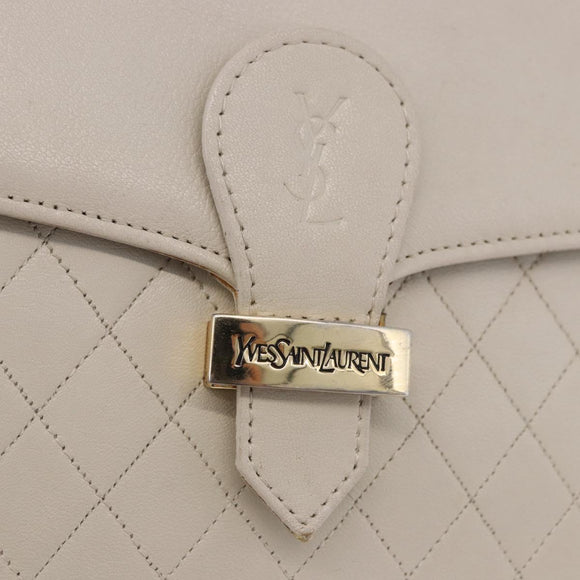 SAINT LAURENT Shoulder Bag Leather Ivory Gold Auth 200890A