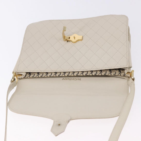 SAINT LAURENT Shoulder Bag Leather Ivory Gold Auth 200890A