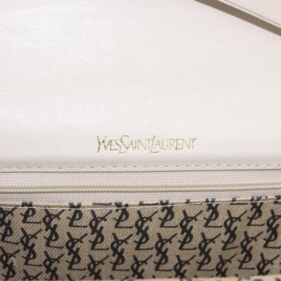 SAINT LAURENT Shoulder Bag Leather Ivory Gold Auth 200890A