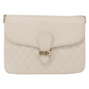 SAINT LAURENT Shoulder Bag Leather Ivory Gold Auth 200890A-13
