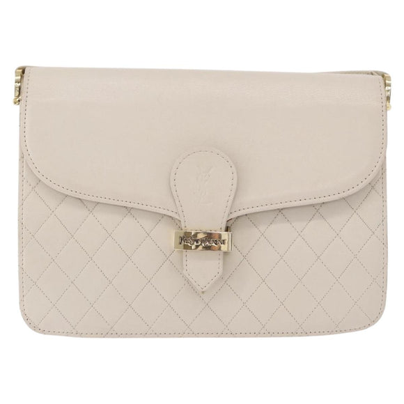 SAINT LAURENT Shoulder Bag Leather Ivory Gold Auth 200890A