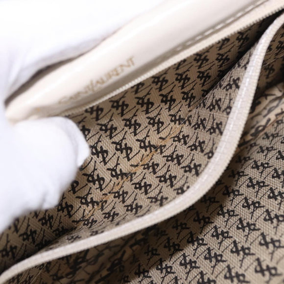 SAINT LAURENT Shoulder Bag Leather Ivory Gold Auth 200890A