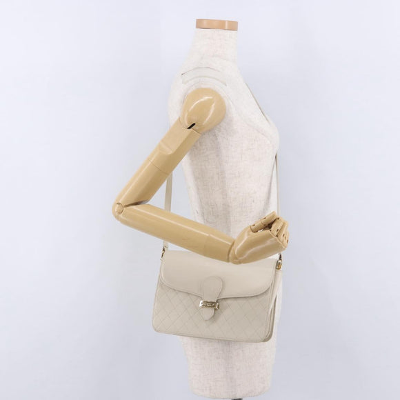 SAINT LAURENT Shoulder Bag Leather Ivory Gold Auth 200890A