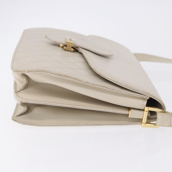SAINT LAURENT Shoulder Bag Leather Ivory Gold Auth 200890A