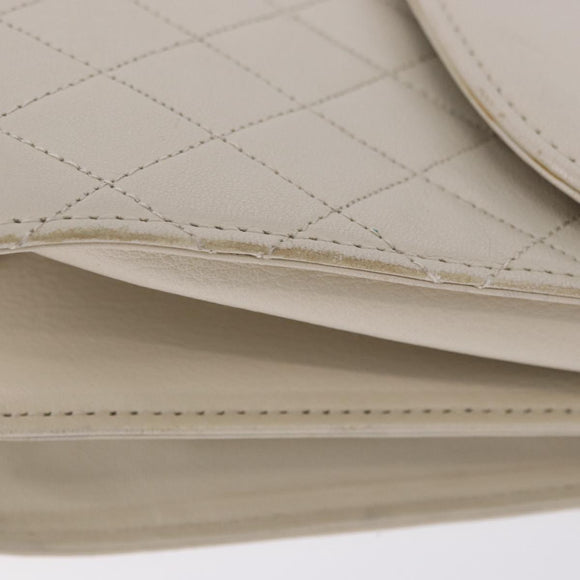 SAINT LAURENT Shoulder Bag Leather Ivory Gold Auth 200890A