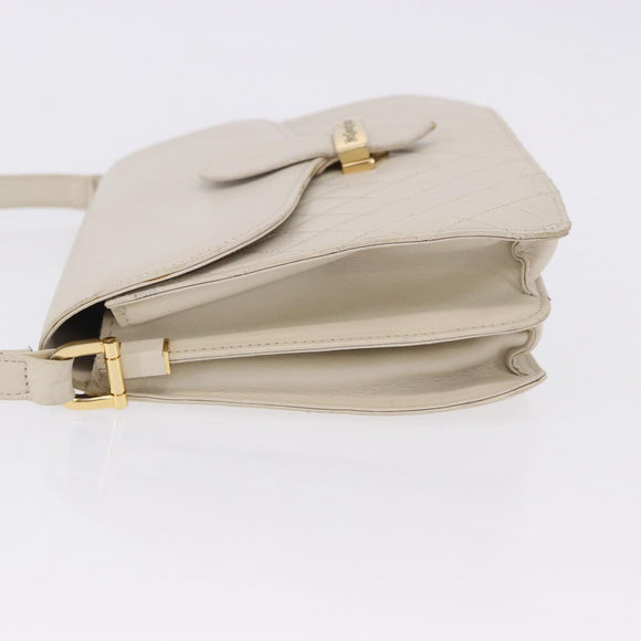 SAINT LAURENT Shoulder Bag Leather Ivory Gold Auth 200890A