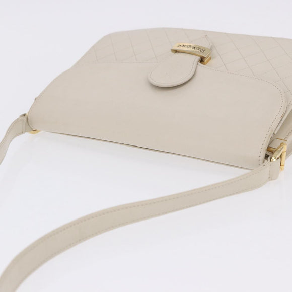 SAINT LAURENT Shoulder Bag Leather Ivory Gold Auth 200890A