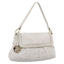 FENDI Zucca Canvas Mamma Baguette Shoulder Bag Leather Ivory Gold Auth 200892V-1