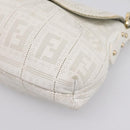 FENDI Zucca Canvas Mamma Baguette Shoulder Bag Leather Ivory Gold Auth 200892V-9