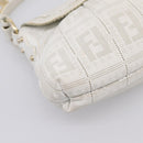 FENDI Zucca Canvas Mamma Baguette Shoulder Bag Leather Ivory Gold Auth 200892V-14