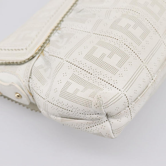 FENDI Zucca Canvas Mamma Baguette Shoulder Bag Leather Ivory Gold Auth 200892V