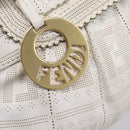 FENDI Zucca Canvas Mamma Baguette Shoulder Bag Leather Ivory Gold Auth 200892V-17