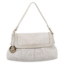 FENDI Zucca Canvas Mamma Baguette Shoulder Bag Leather Ivory Gold Auth 200892V-13