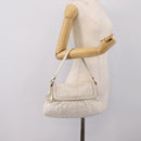 FENDI Zucca Canvas Mamma Baguette Shoulder Bag Leather Ivory Gold Auth 200892V-22