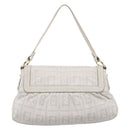 FENDI Zucca Canvas Mamma Baguette Shoulder Bag Leather Ivory Gold Auth 200892V-2