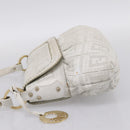 FENDI Zucca Canvas Mamma Baguette Shoulder Bag Leather Ivory Gold Auth 200892V-3