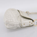 FENDI Zucca Canvas Mamma Baguette Shoulder Bag Leather Ivory Gold Auth 200892V-4