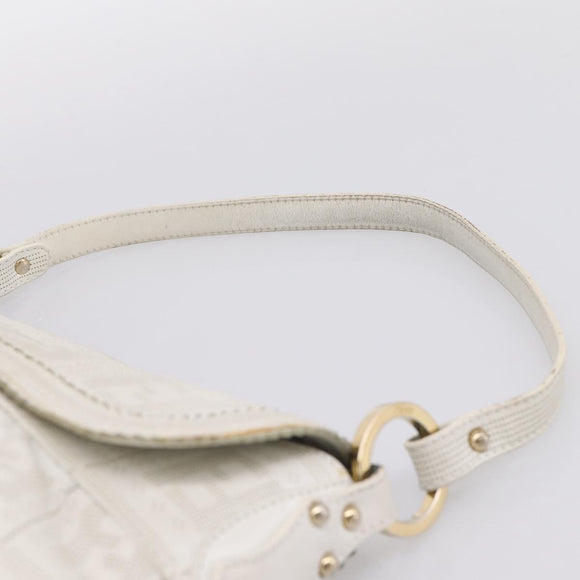 FENDI Zucca Canvas Mamma Baguette Shoulder Bag Leather Ivory Gold Auth 200892V