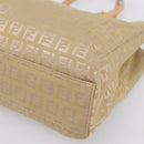 FENDI Zucchino Canvas Hand Bag Beige Gold Auth 200893V-9