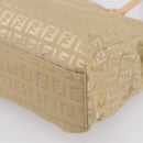FENDI Zucchino Canvas Hand Bag Beige Gold Auth 200893V-15