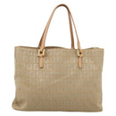 FENDI Zucchino Canvas Hand Bag Beige Gold Auth 200893V-13