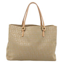 FENDI Zucchino Canvas Hand Bag Beige Gold Auth 200893V-2